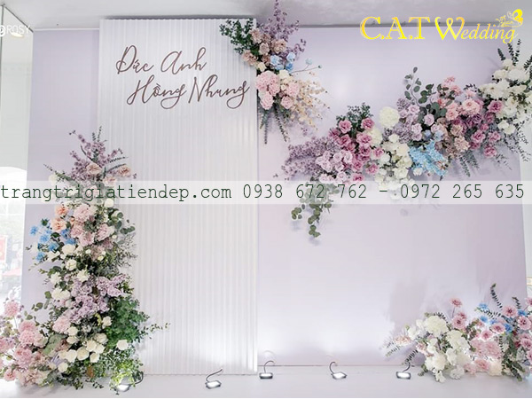 backdrop cưới hoa lụa giá rẻ