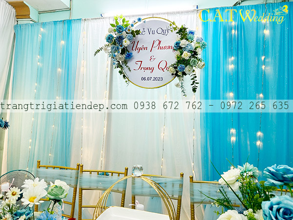 Trang trí đám cưới màu xanh dương