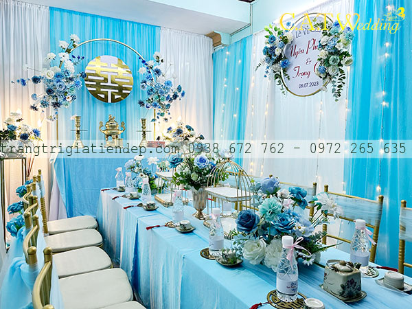 Trang trí đám cưới tone xanh dương tại TPHCM