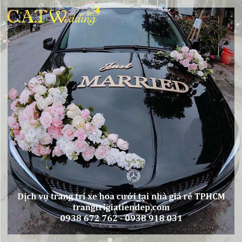 Trang trí xe hoa cưới tại nhà giá rẻ