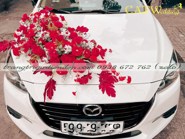 Trang trí xe hoa rước dâu màu đỏ